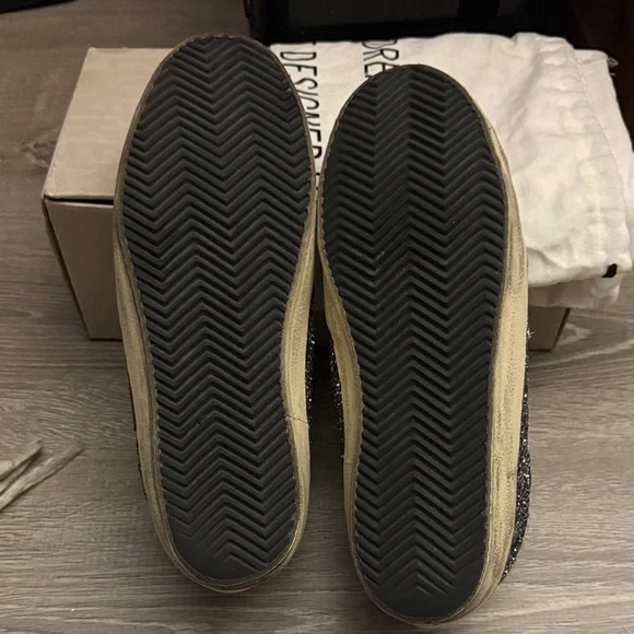 Golden Goose Deluxe Brand Super-Star Sneakers Black Silver Glitter Size 10 - Picture 8 of 12